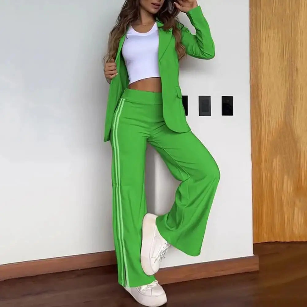 Abigail™ - Chic Notched Lapel Blazer & Wide Leg Pant Suit Set