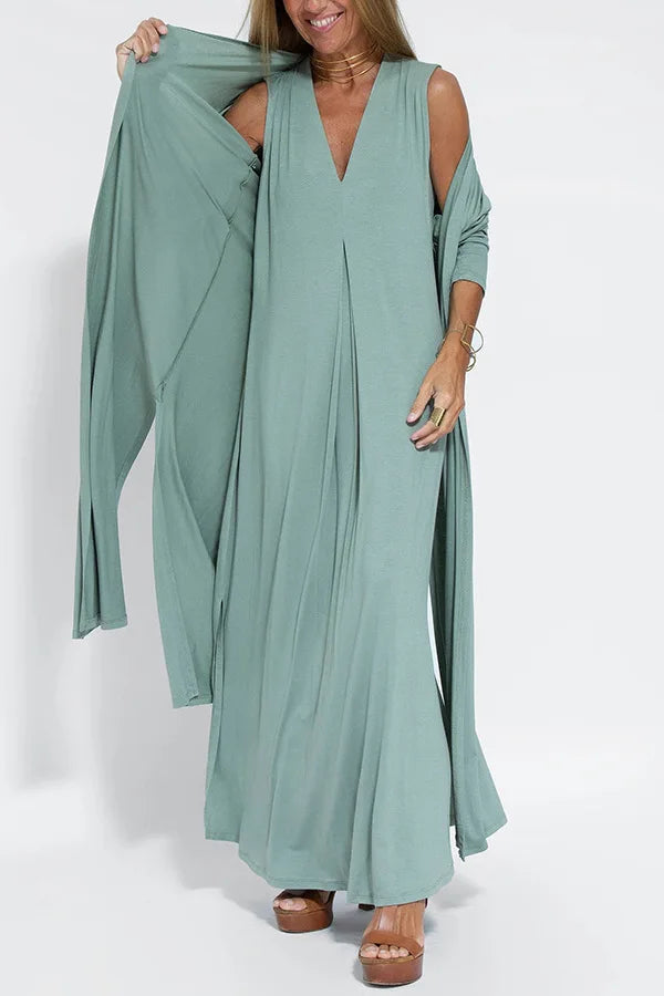 Olivia™ - Luxe Comfort Dress & Cardigan Set