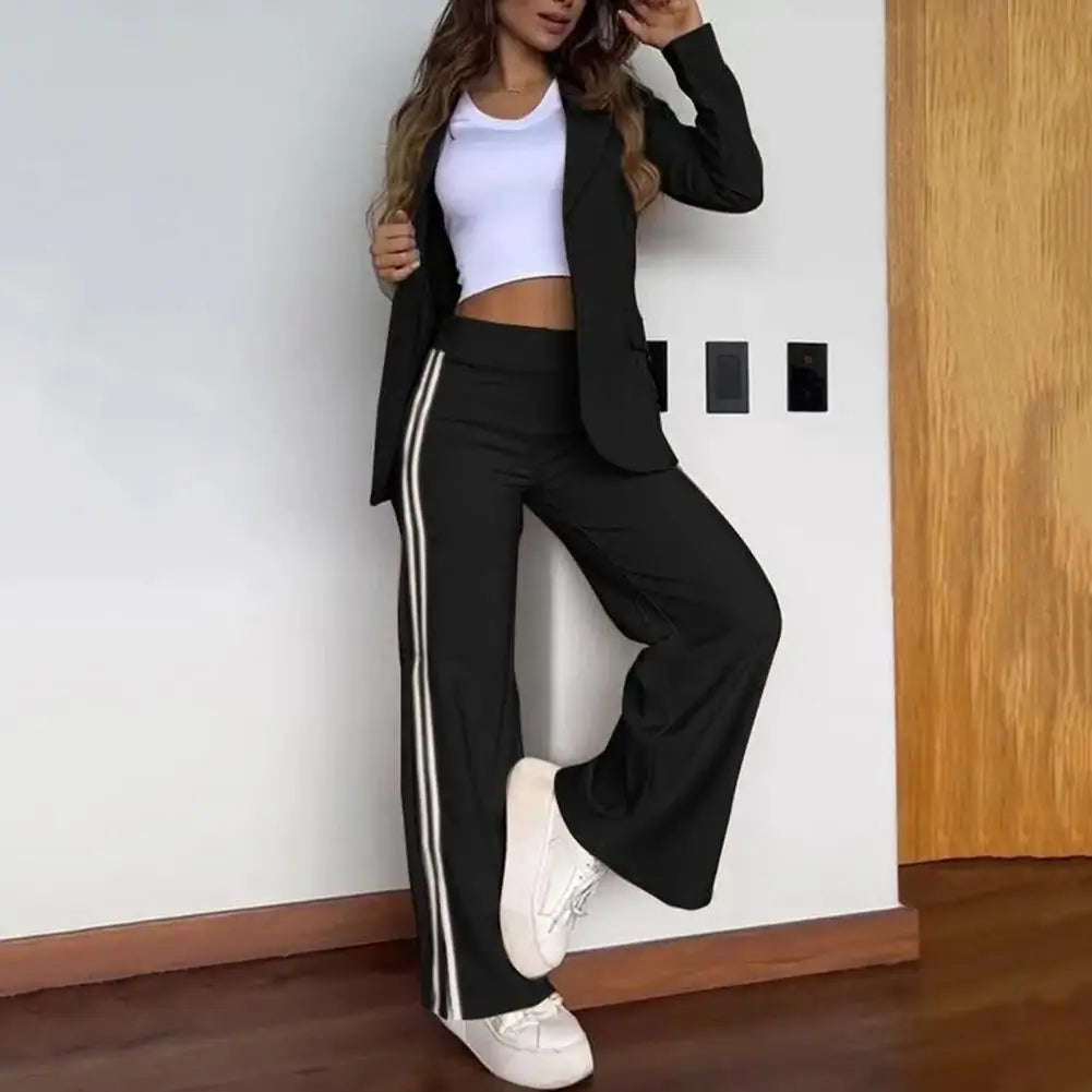 Abigail™ - Chic Notched Lapel Blazer & Wide Leg Pant Suit Set