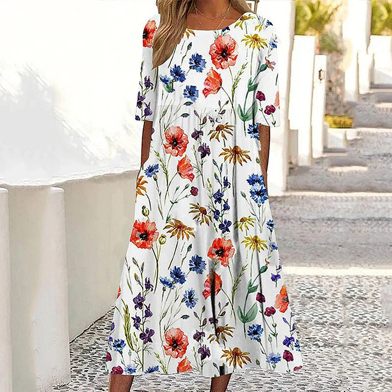 Emilia™ – Floral Dress With Tummy Coverage