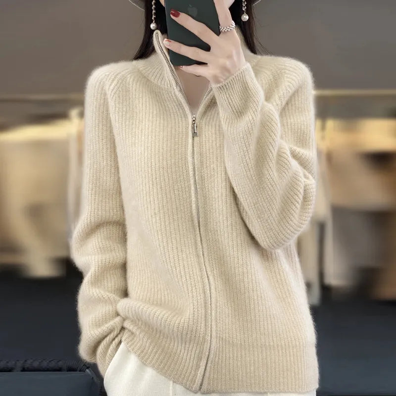 Charlotte™ - Zippered Wool Cardigan