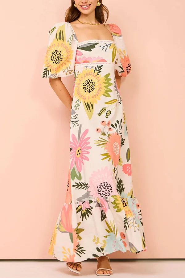 Isabella™ - Chic Colorful Floral Maxi Dress