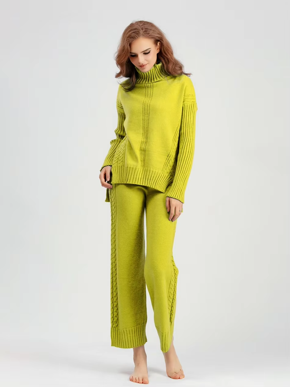Scarlett™ - Chic High-Neck Knit Sweater & Loose Pants Set