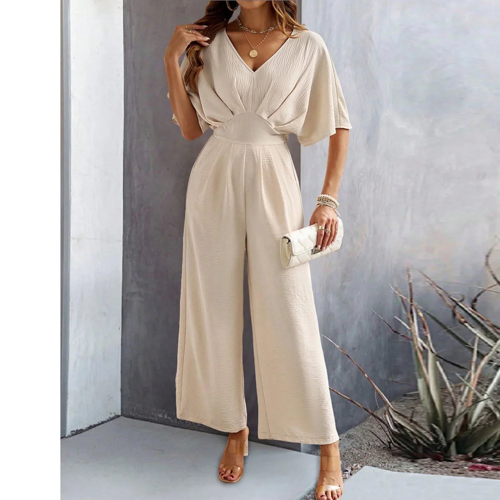 Olivia™ - Chic V-Neck Jumpsuit