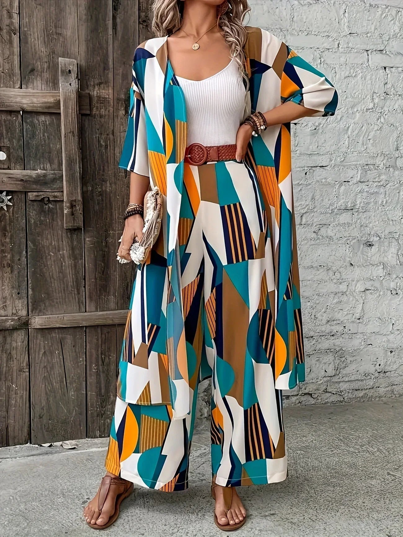 Scarlett™ - Stylish Plus Size Geometric Print Ensemble