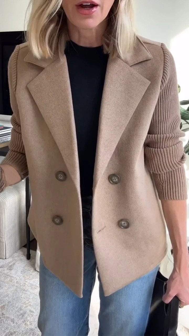 Sorelle - Chic Knit-Sleeve Blazer for Effortless Style