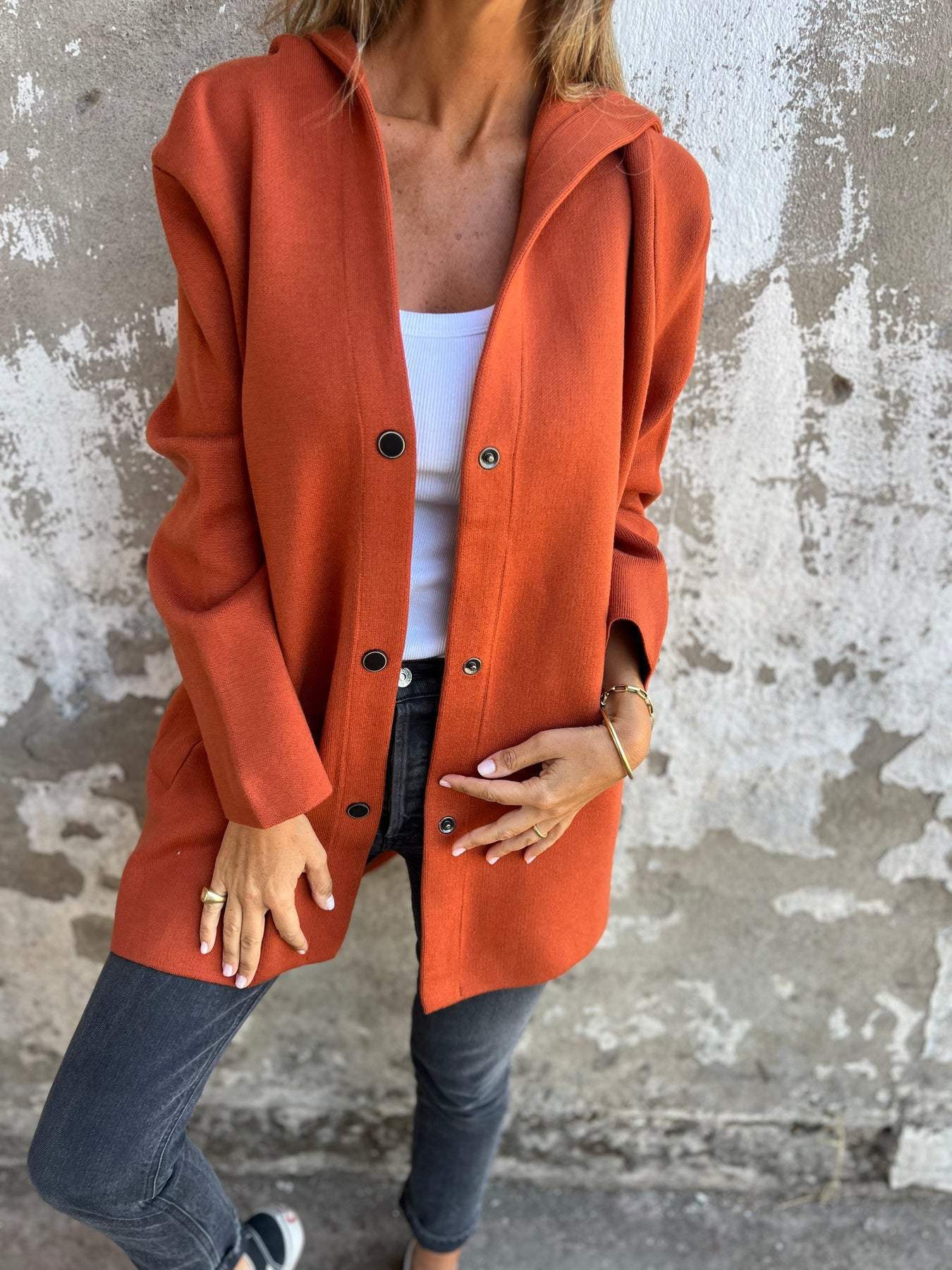 Scarlett™ - Chic Single Breasted Hoodie Jacket